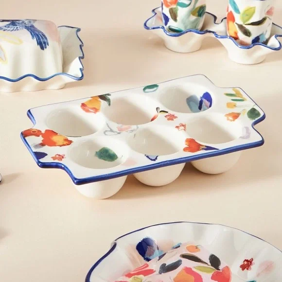 LAST ONE ! Anthropologie HAPPY BRIGHT CHEERFUL Luna Bakeware Egg Crate NWT - Picture 2 of 6